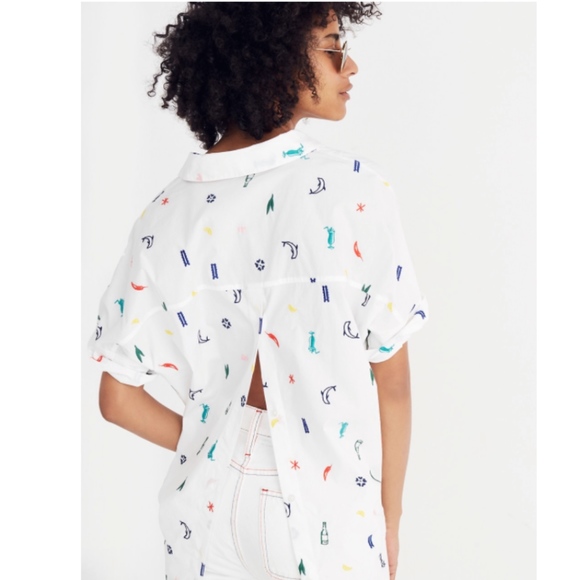 🚫SOLD🚫Madewell Embroidered Courier Button Shirt - Picture 5 of 8